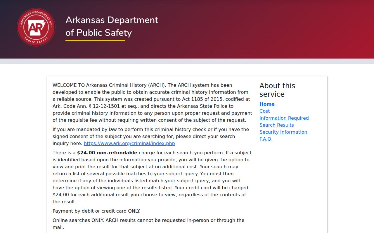 Cross County criminal history Arkansas Criminal History portal