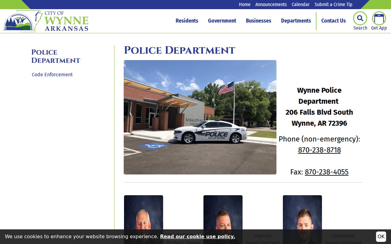 Cross County arrest lookup Wynne Police Department
