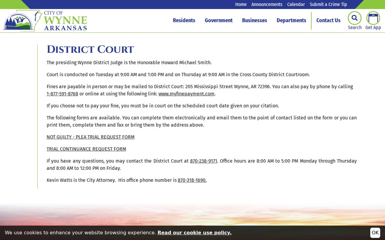 Cross County criminal court cases Wynne District Court